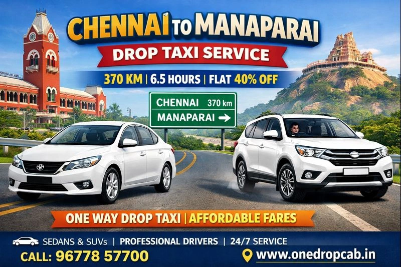 Chennai to Manaparai one drop taxi service