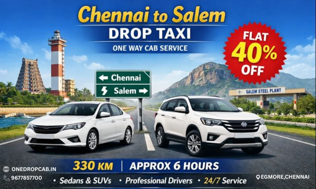 Premium Chennai to Salem Drop Taxi Services
