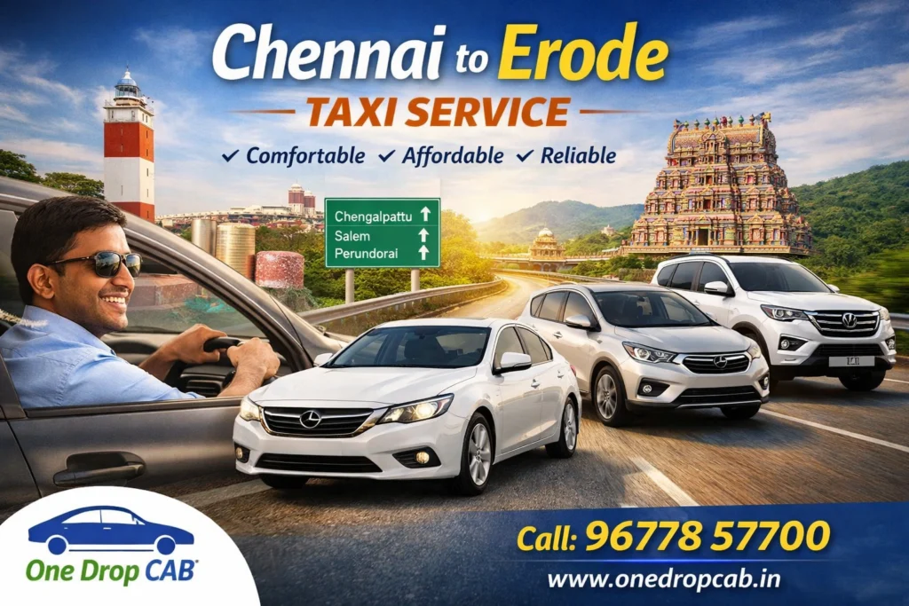 Chennai to Erode one drop cab booking