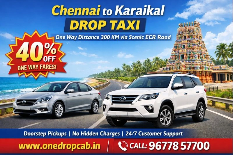 Chennai to Karaikal one drop cab service