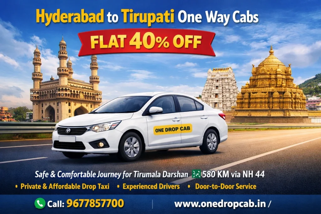 Hyderabad to Tirupathi one drop cab