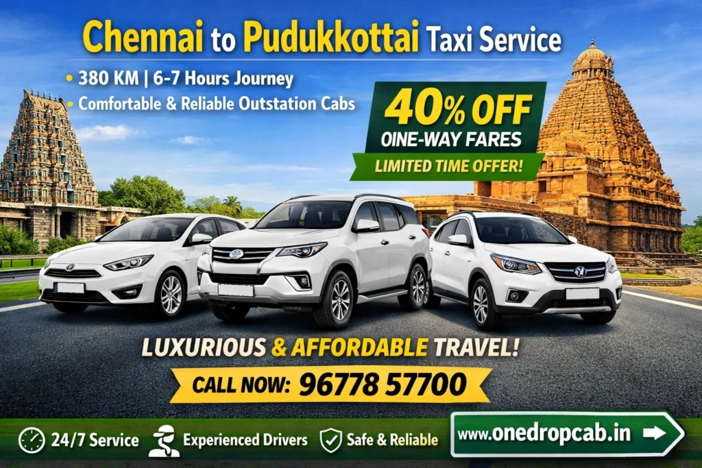 Chennai to Pudukkottai one drop cab service